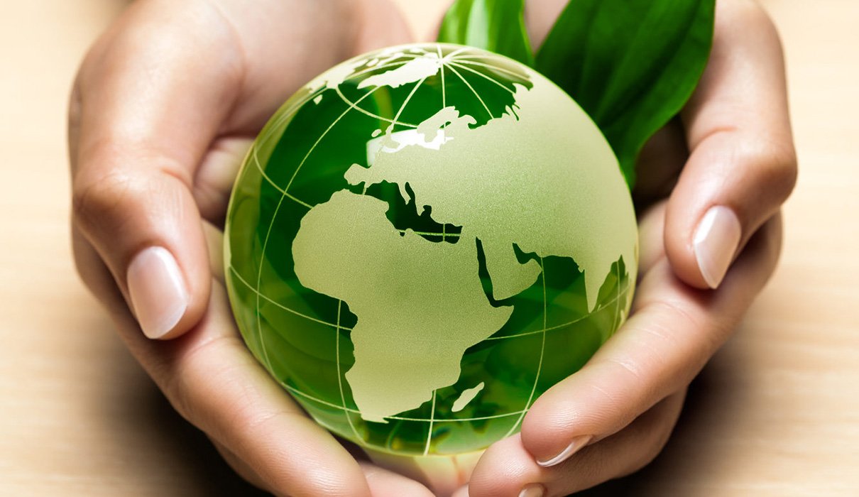 Das Logo von 'MyBioco' zeigt Hände, die ein grünes Abbild unseres Planeten halten - ein Symbol für unser Engagement für Umweltschutz und Nachhaltigkeit.