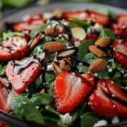 Spinat-Erdbeer-Salat mit Mandeln und Schafskäse